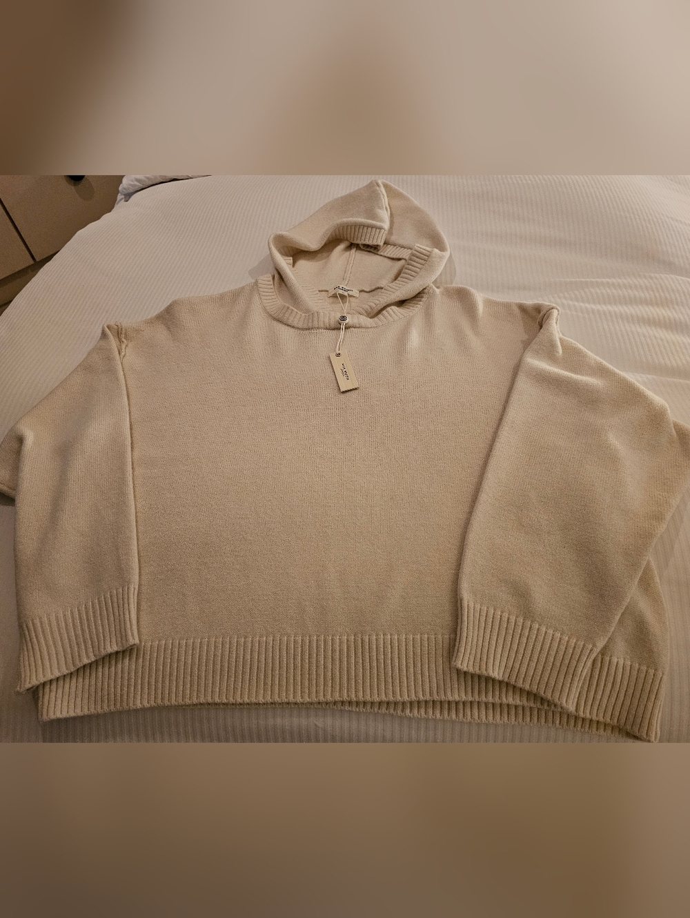 Max Studio London Ivory Hoodie Sweater Size Large NWT MSRP $148 - Picture 4 of 7